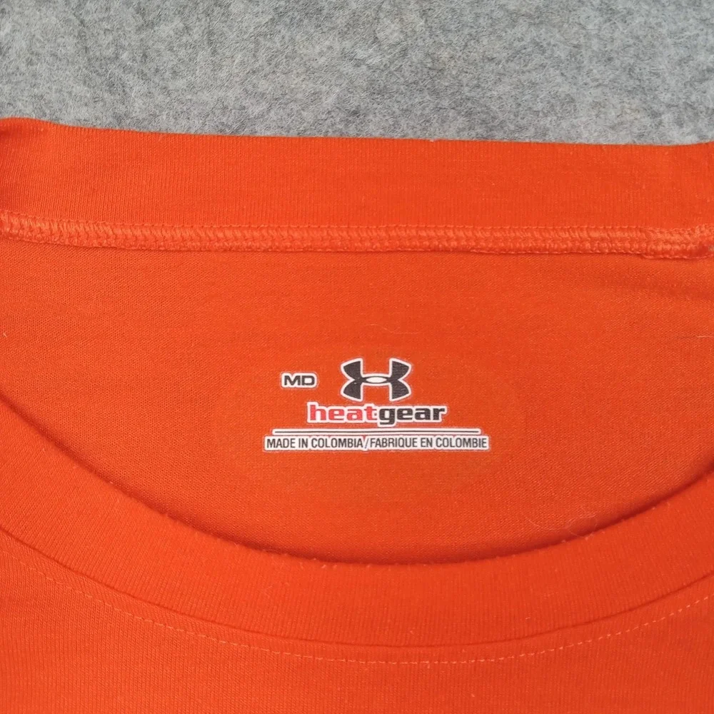 Under‎ Armour Shirt Mens Medium Orange HeatGear Raglan Short Sleeve Athletic Top